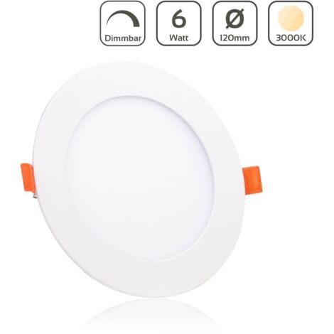 LED Panel Einbaustrahler rund weiss dimmbar - Lichtfarbe: Warmweiß 3000K - Ausführung: 6W Ø120mm Ausschnitt Ø105mm