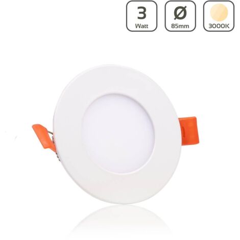 LED Panel Einbaustrahler rund weiss - Lichtfarbe: Warmweiß 3000K - Ausführung: 3W Ø85mm Ausschnitt Ø75mm