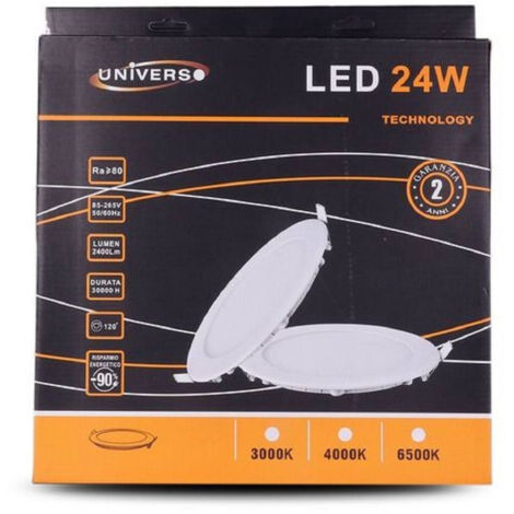 Led Pannello Slim 24w Incasso Rotondo Luce Bianco Caldo Natural P285a-t