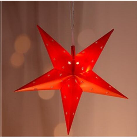 LED Papierstern Rot, Sternmuster, ca. 44cm, 12 LED batteriebetreiben