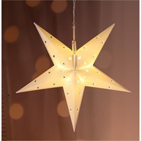 LED Papierstern, weiß mit Stern-Ausschnitten, 44cm