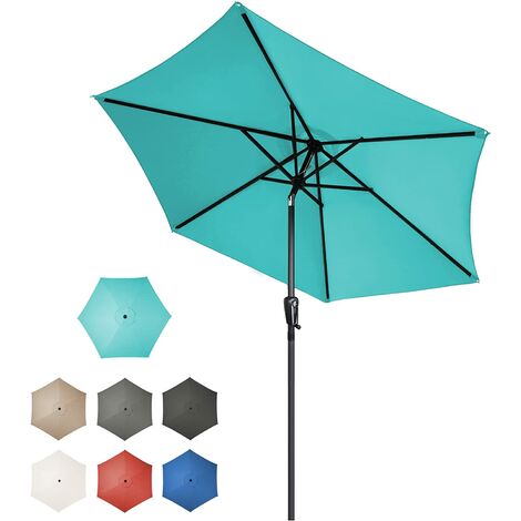 LED Parasol de Jardin Parasol Inclinable 270cm, Turquoise Parasol en aluminium Protection UV 50+, Parasol jardin terrasse