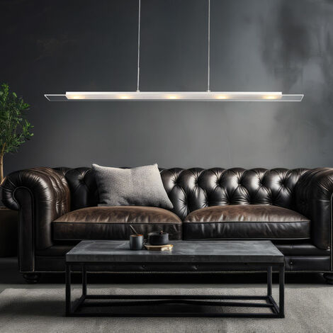 LED Pendellampe Glas satiniert Esstischlampe Hängeleuchte Wohnzimmerlampe, nickel matt, 5x7W 5x560lm warmweiß, LxH 95x150 cm