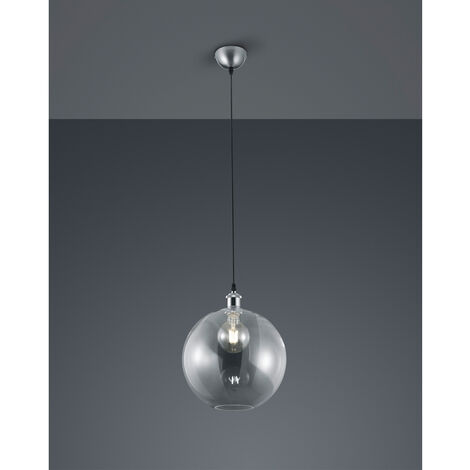 LED Pendelleuchte 1-flammig Glaskugel Lampenschirm Transparent, Ø 30cm