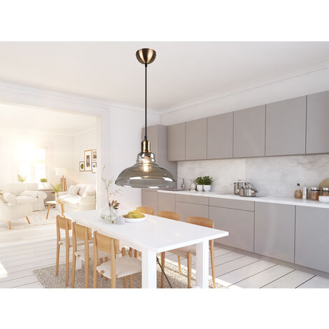 LED Pendelleuchte 1-flammig Glaslampenschirm Amberfarbig, Ø 28cm