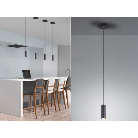 LED Pendelleuchte 1-flammig Metall in Schwarz matt, Ø 12cm