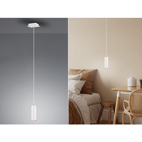 LED Pendelleuchte 1-flammig Metall in Weiß matt, Ø 12cm