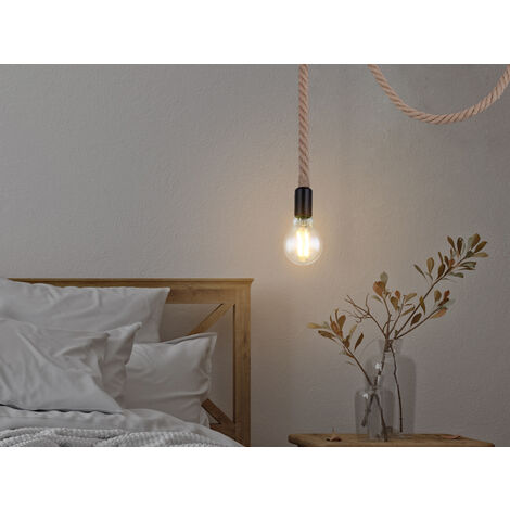 LED Pendelleuchte 1-flammig mit Hanfseil, Abhängung 160cm