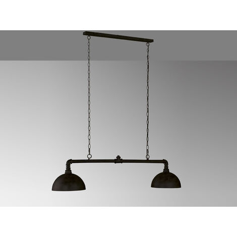 LED Pendelleuchte 2-flammig Industrial Schwarz Gold Design Rohr, Breite 87cm
