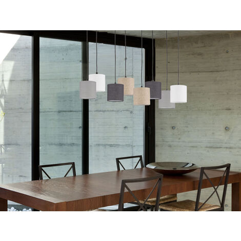 LED Pendelleuchte 8-flammig lang Stoffschirme Bunt, Breite 115cm