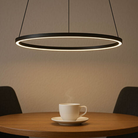 LED Pendelleuchte Aluminium Metall D: 45 cm rund H: max. 100 cm Schwarz 4000 K neutralweißes Licht