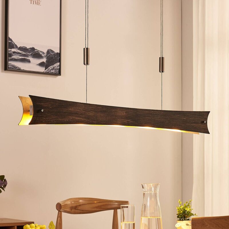Lucande - Dimmbare LED-Hängeleuchte Ebba, schwarz-gold