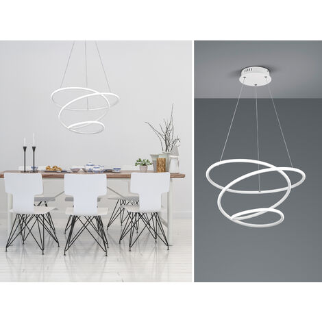 LED Pendelleuchte BOLOGNA Metall Weiß matt 3 Stufen Dimmer, Ø 50cm