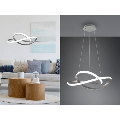 LED Pendelleuchte COURSE Silber mit Stufen Dimmer, 4000K Neutralweiß, Ø 60cm