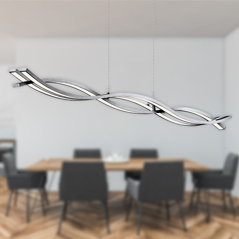 Briloner - LED Pendelleuchte LEUCHTEN URBAN WAVE, 21 W, 630 lm, IP20, aluminiumfarbig, Metall-Kunststoff, Dimmbar, 100 x 150 cm