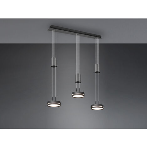 LED Pendelleuchte FRANKLIN 3-flammig höhenverstellbar in Anthrazit, B: 85cm