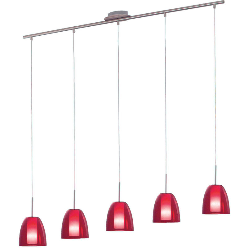 Etc-shop - Decken Pendel Leuchte Wohn Ess Zimmer Glas Hänge Lampe rot weiß im Set inkl. LED Leuchtmittel