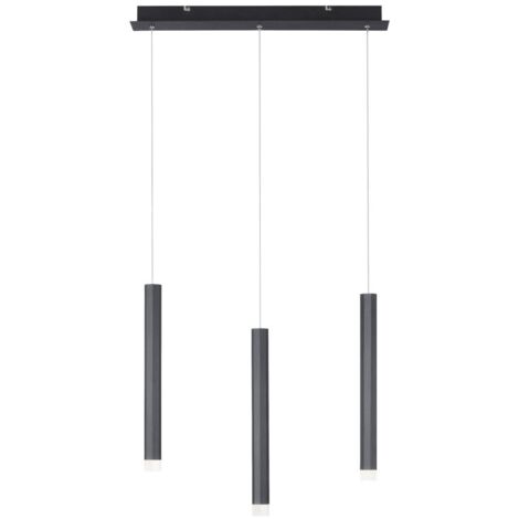LED Pendelleuchte Hängelampe Deckenleuchte Wohnzimmerlampe Esszimmerleuchte, Metall Alu schwarz, 18 W 1000Lm warmweiß 3000K, H 120 cm