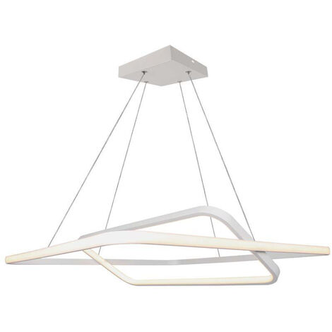 LED Pendelleuchte Hängeleuchte Deckenleuchte Metall Weiß dimmbar H 123 cm