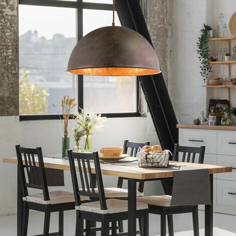 GLOBO LIGHTING LED Pendelleuchte Hängeleuchte Esstisch gold Industrielle Retro Hängelampe Vintage Küche, Metall rostfarben, 7W 806lm warmweiß, DxH 41x120 cm