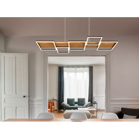 LED Pendelleuchte HARPER dimmbar Holzbrett naturbelassen, Breite 115cm