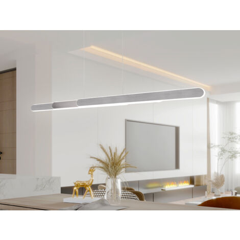 LED Pendelleuchte HELIOS Silber dimmbar & ausziehbar, max. Breite 130cm