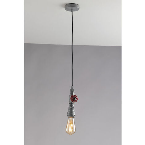 LED Pendelleuchte in Industrial Wasserrohr Optik Grau Antik, Höhe 120cm