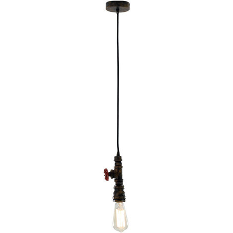 LED Pendelleuchte in Industrial Wasserrohr Rostoptik, Höhe 120cm