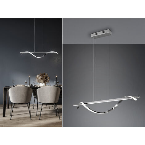 LED Pendelleuchte ISABEL Spirale in Chrom, 3 Stufen Dimmer, Breite 100cm