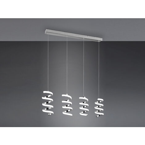 LED Pendelleuchte LAOLA 4-flammig in 3 Stufen dimmbar Silber Chrom, Breite 85cm