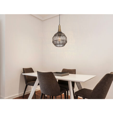 LED Pendelleuchte mit Drahtgeflecht Lampenschirm Altmessing, Ø 26cm