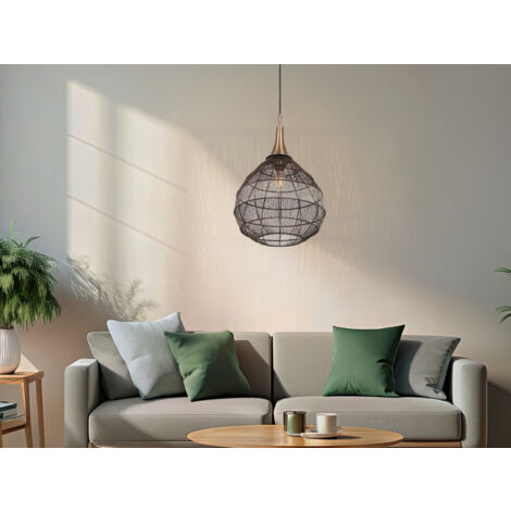 LED Pendelleuchte mit Drahtgeflecht Lampenschirm Altmessing, Ø 42cm