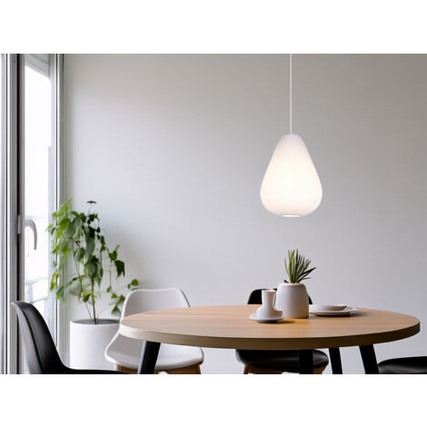 LED Pendelleuchte mit gemustertem Stoff Lampenschirm Weiß, Ø 35cm