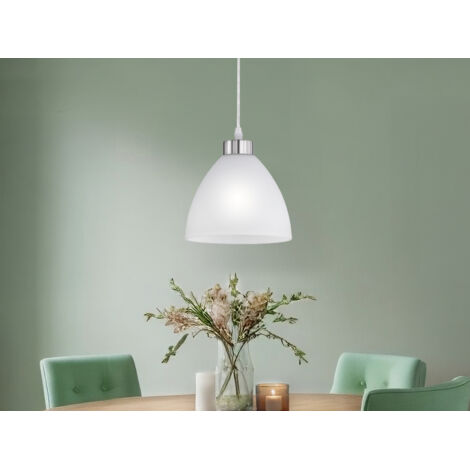 LED Pendelleuchte mit Glas Lampenschirm in Weiß, Ø 20cm