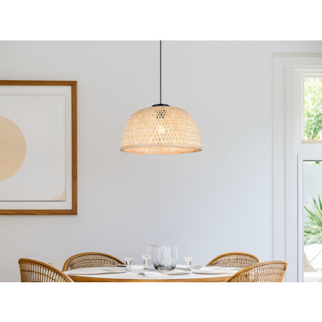 LED Pendelleuchte mit Korbgeflecht Lampenschirm aus Bambus, Ø 40cm