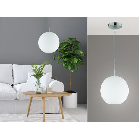 LED Pendelleuchte mit Kugel aus weißem Opalglas, Ø 25cm