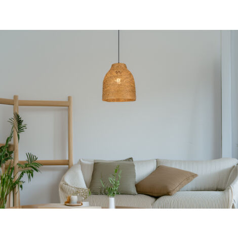 LED Pendelleuchte mit Lampenschirm aus geflochtenem Papiergarn, Ø 25cm