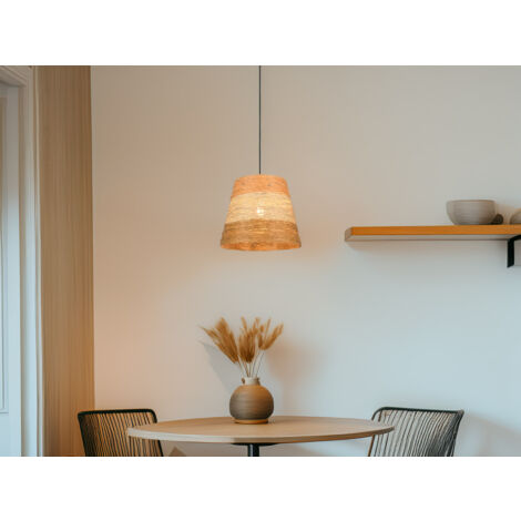 LED Pendelleuchte mit Lampenschirm aus mehrfarbigem Papiergarn, Ø 30cm