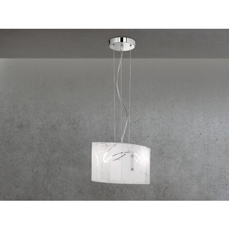 LED Pendelleuchte mit satiniertem Glas Lampenschirm mit Dekor, Breite 40cm
