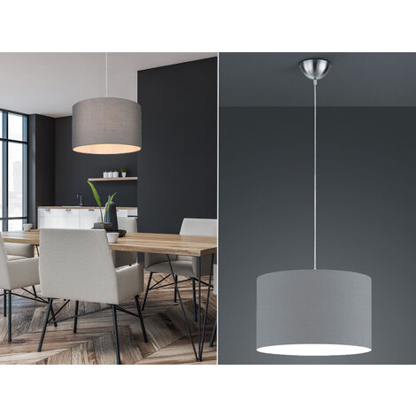 LED Pendelleuchte mit Stoff Lampenschirm in Grau, Ø 40cm