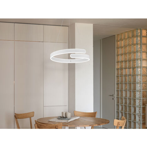 LED Pendelleuchte PARMA Metall Weiß matt 3 Stufen Dimmer Ring, Ø 50cm