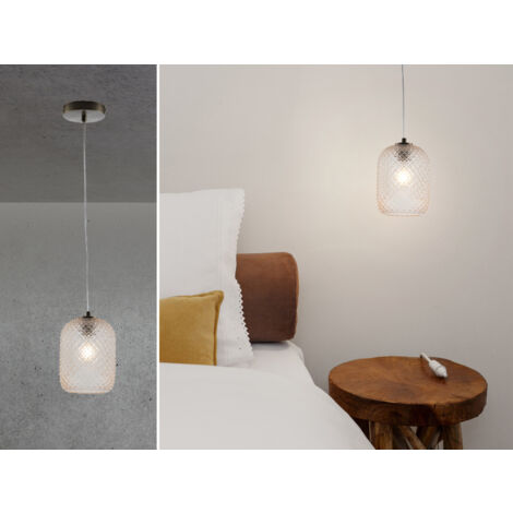 LED Pendelleuchte Relief Kristall Rauchglas transparent Amber Ø15cm