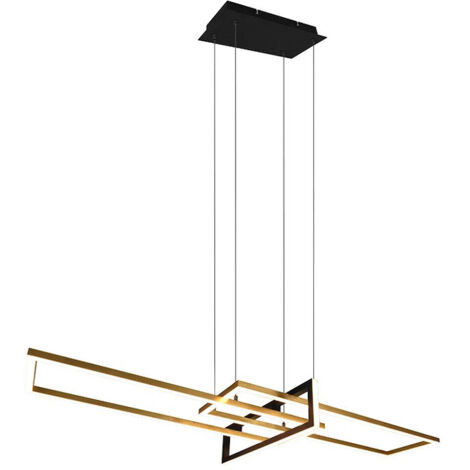LED Pendelleuchte SALINAS Schwarz Gold mit Switch Dimmer, Breite 110cm