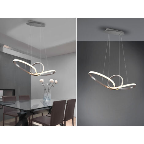 LED Pendelleuchte SANSA Silber geschwungen dimmbar, Breite 80cm