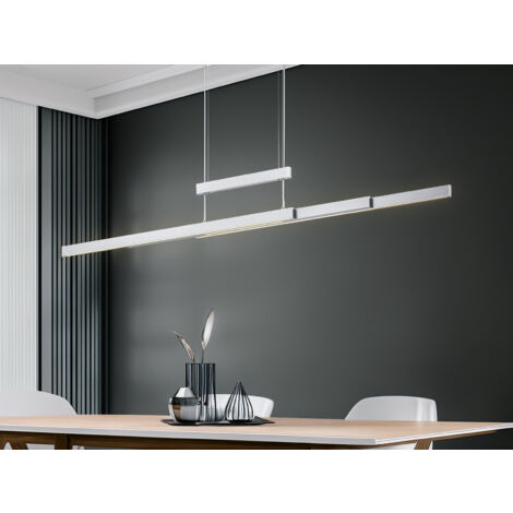 LED Pendelleuchte TRAJAN ausziehbar höhenverstellbar Silber, max. Breite 150cm