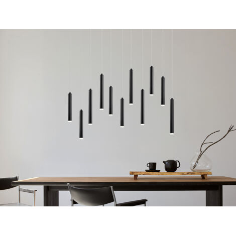 LED Pendelleuchte TUBULAR mehrflammig Schwarz - 3 Stufen dimmbar, B: 115cm