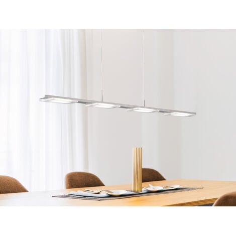 LED Pendelleuchte VERSO modern 4-flammig Silber matt, Breite 87cm