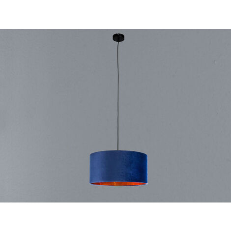 LED Pendelleuchte Vintage mit Lampenschirm Samt Blau / Gold, Ø 40cm