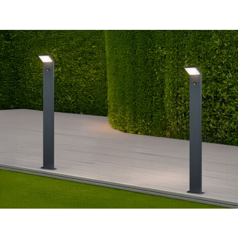 LED Pfostenleuchte mit Bewegungsmelder 2er SET Anthrazit IP54 H.100 cm