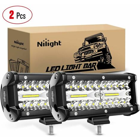LED Phare 12v-24v,2PCS 120W  Phare de Travail Longue Portee LED, Phare LED Moto, Phare de Travail Voiture Barre LED Voiture Feux de Travail Lampe de Travail pour Truck